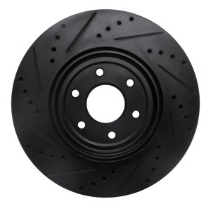 Nissan Pathfinder Brake Rotor (1) - Front Right - R1 Concepts - Drilled & Slotted - Black - `08-`11